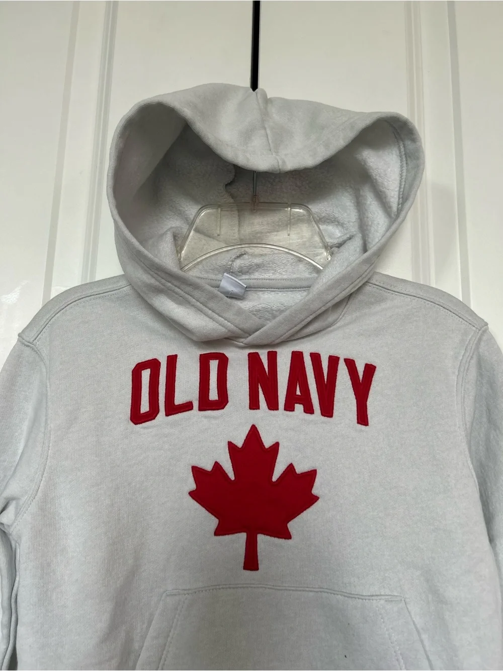 Old Navy Light Grey Hoodie with Red Maple Leaf